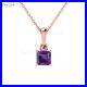 0.35 CT Square Cut Natural Amethyst Solitaire Pendant Prong Set in 14k Pure Gold