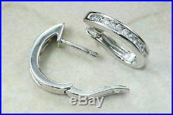 0.50 Ct Channel Set Diamond Half Hoop Earrings 14K White Gold GP Perfect Gift