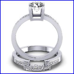 0.70 CTW 100% REAL ROUND CUT DIAMOND Bridal Set PURE White Gold 18KT I/SI1