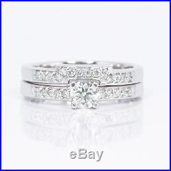 0.70 CTW 100% REAL ROUND CUT DIAMOND Bridal Set PURE White Gold 18KT I/SI1