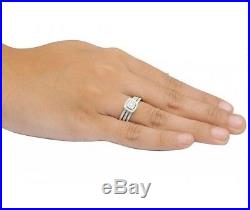 1.00 Carat Trio Wedding/Engagement Ring Set 10 KT in Pure White Gold Ringset