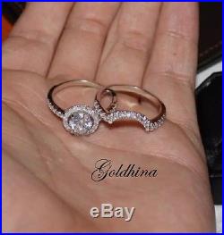 1.20 Crt Round Designer Sapphire and Diamond Halo Wedding Ring Set Pure 10k Gold