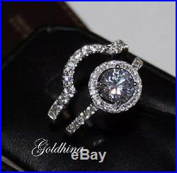 1.20 Crt Round Designer Sapphire and Diamond Halo Wedding Ring Set Pure 10k Gold