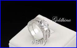 1.20ct White D/VVS1 Diamond Bridal Set Engagement/Wedding 14k White Pure Gold