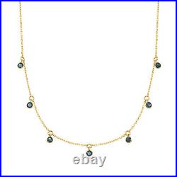 1.40 ct. T. W. Bezel-Set Sapphire Station Necklace in 14kt Yellow Gold. 16 inches