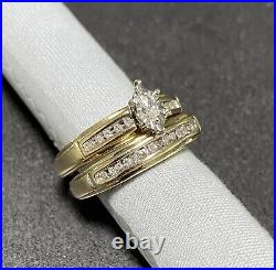 1/4CT Marquise Diamond Engagement Wedding Ring Bridal Set 10K Yellow Gold Size 9