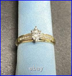 1/4CT Marquise Diamond Engagement Wedding Ring Bridal Set 10K Yellow Gold Size 9