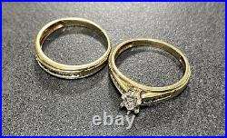 1/4CT Marquise Diamond Engagement Wedding Ring Bridal Set 10K Yellow Gold Size 9