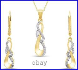 1/4ct Natural Diamond Infinity Earrings Set & Pendant Necklace Sterling Silver