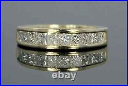 1.55Ct Princess Cut MOISSANITE Wedding Band Solid 14K Yellow Gold Plated