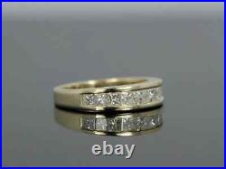 1.55Ct Princess Cut MOISSANITE Wedding Band Solid 14K Yellow Gold Plated