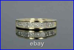 1.55Ct Princess Cut MOISSANITE Wedding Band Solid 14K Yellow Gold Plated