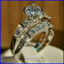 1.7 Ct Round Cut Moissanite Perfect Wedding Fancy Bridal Set Ring 14K White Gold