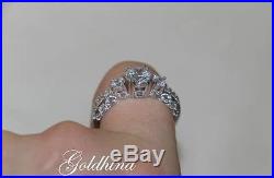 1.70 Crt White Sapphire 3 Stone Engagement Band Ring Set 14k Pure White Gold
