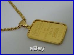 1 Toy Ounce Credit Suisse. 999 Pure Gold Bullion Bar Coin Edge Pendant Bezel Set
