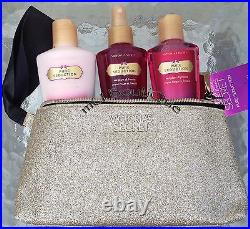1 Victorias Secret Glitter Metallic Gold Bow Gift Bag Clutch Set You Choose Nwt