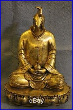 10 Chinese Pure Bronze 24K Gold twelve zodiac 12 animals Dragon Statue Set