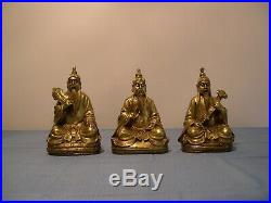 10 Chinese Pure Bronze Sanqing Lao Tzu Taoist 3 God Immortal Laojun Statue Set