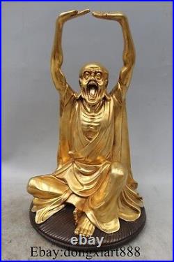 10 Tibet Pure Bronze 24K Gold Buddhism Custodian eighteen Arhat Monk Buddha Set