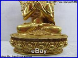 100% Pure Bronze Copper 24K Gold Gild Tsong-kha-pa Tsongkhapa Buddha Statue Set