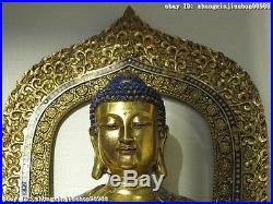 100% Pure Bronze cloisonne 24K Gold Three Tathagata Sakyamuni Buddha Statue set