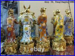100% Pure Bronze cloisonne 24K Gold royal Palace Sign twelve Zodiac Statue Set