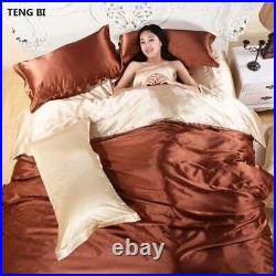 100% Pure Satin Silk Bedding Set Home Textile Bedding Duvet Cover Flat Sheet