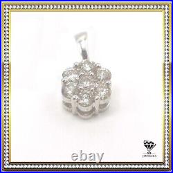 10K Pure White Gold 10+ Pointer Flower Set 0.75 CTW Diamond Charm 1.8g Pendant