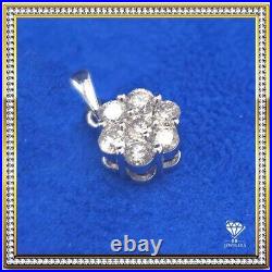 10K Pure White Gold 10+ Pointer Flower Set 0.75 CTW Diamond Charm 1.8g Pendant