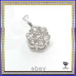 10K Pure White Gold 10+ Pointer Flower Set 0.75 CTW Diamond Charm 1.8g Pendant