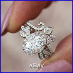 10K Pure White REAL Gold Oval White Diamond Engagement & Wedding Bridal Ring Set