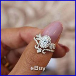 10K Pure White REAL Gold Oval White Diamond Engagement & Wedding Bridal Ring Set
