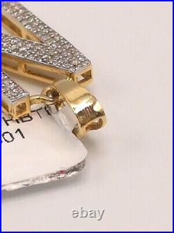 10K Pure Yellow Gold Custom 0.44 CTW Diamond N Letter Pendant 1.4g Charm NEW