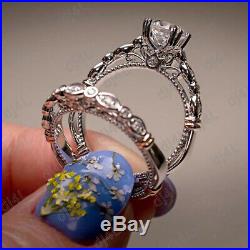 10K Real White Pure Gold 2.00ct Round Diamond Women's Engagement Ring Bridal Set