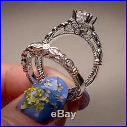 10K Real White Pure Gold 2.00ct Round Diamond Women's Engagement Ring Bridal Set