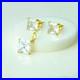 10K Solid Gold 3Ct Solitaire Diamond White Square Pendant Earring set jewelry