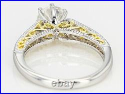 10K Two Tone Pure Gold With Prong Set 0.50CT Cubic Zirconia Solitaire Women Ring