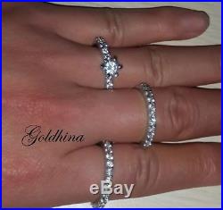 10K White Pure Gold 1.6CT Diamond Engagement Ring Wedding Trio Set For His & Her