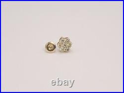 10K Yellow Gold 0.79 CTW Genuine Diamond Flower Set Earrings 1.0 Grams Pure Stud