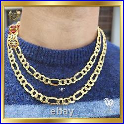 10k Pure Yellow Gold 8mm Figaro & Cuban Curb Link Chain Set 18 Unisex Necklace