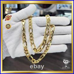 10k Pure Yellow Gold 8mm Figaro & Cuban Curb Link Chain Set 18 Unisex Necklace