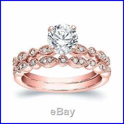 10k Rose Pure Gold Diamond 2 Ct Wedding Band Set Women's Engagement Ring