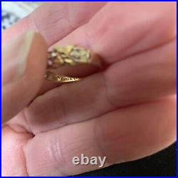 10k Solid 2-tone Gold Diamond Cut XX Wedding Band Ring & Earrings Set Sz 7 4 Gr