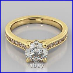 10k Yellow Gold 1.20 Ct Prong Setting Round Cut Moissanite Perfect Wedding Ring
