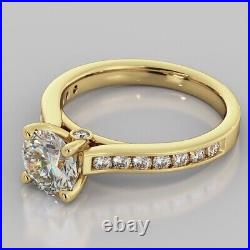 10k Yellow Gold 1.20 Ct Prong Setting Round Cut Moissanite Perfect Wedding Ring