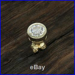 10kt Real Yellow Pure Gold 0.50 Carat Round Diamond Bezel Set Mens Stud Earring