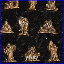 11.81A set Pure copper Eighteen arhat Buddha small statue With box Figurines