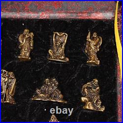 11.81A set Pure copper Eighteen arhat Buddha small statue With box Figurines