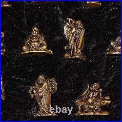 11.81A set Pure copper Eighteen arhat Buddha small statue With box Figurines