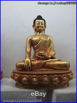 11Tibet Buddhism Pure Bronze 24K Gold Gilt Three Shakyamuni Buddha statue set